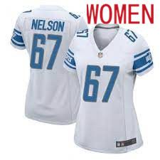 Women Detroit Lions #67 Matt Nelson Nike White Game NFL Jersey->women nfl jersey->Women Jersey